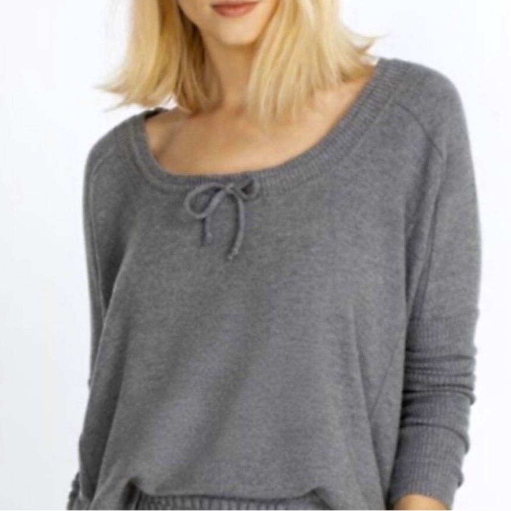 Johnny Was Calme Tunnel Neck Drawstring Crop Sweater in Grey size Small NWT